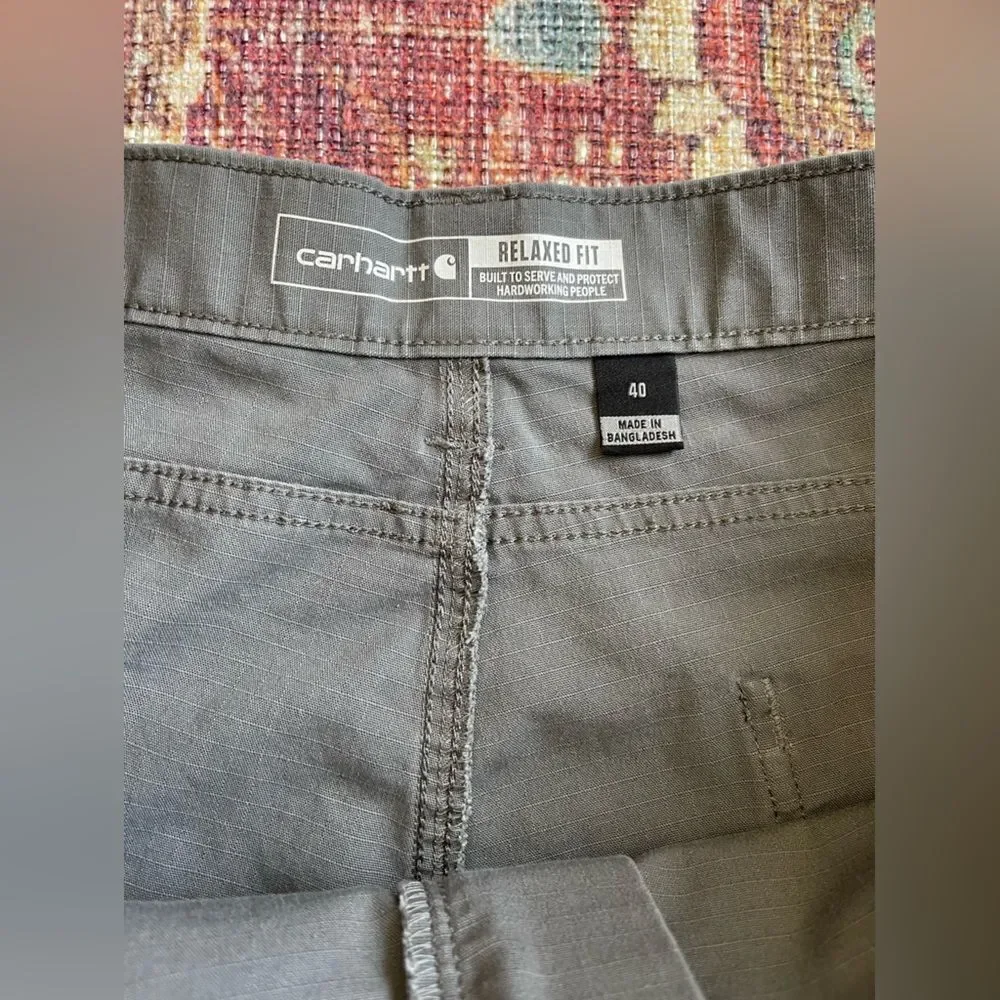 Carhartt Cargo Men’s work Shorts grey rugged flex relaxed fit rip stop size 40